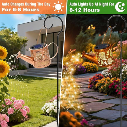 Solar Watering Can Lights, Sunflower Decorative Hanging Lantern Solar Lights Outdoor Waterproof, Gifts for Mom Women Grandma Birthday, Retro Metal Garden Decor for Outside Yard Patio Pathway Lawn