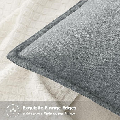 MIULEE Decorative Linen Pillow Covers 16x16 Inch Gray Boho Farmhouse Neutral Couch Throw Pillows for Bed Pack of 2 Accent Modern Pillowcase Sofa Livingroom Home Decor
