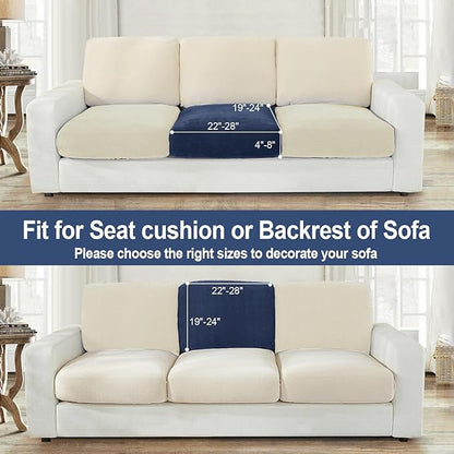 NAISI Couch Cushion Covers 1 Piece Velvet Stretch Sofa Seat Covers or Backrest Covers Soft Individual Couch Covers for Sectional Sofa(1 PC for Seat Cushion or Backrest,Navy)