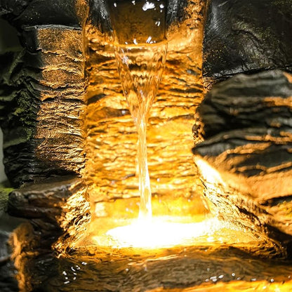 5-Tier Cascading Rock Water Fountain Outdoor - 23.6”H Indoor/Outdoor Modern Floor Standing Water Fountain Garden, Patio, Backyard, Deck, Porch and Home Art Decor