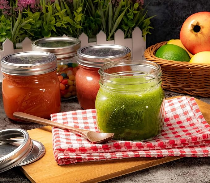 6PCS Wide Mouth Mason Jars 16oz with Airtight Lids and Bands, Canning Jars with Crystal Glass for Food Storage, Spice Jars, Canning, DIY Projects, Jam, Jelly, Honey, Preserving, Drinking