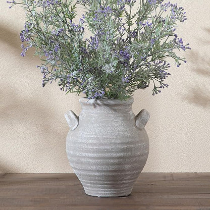 Ceramic Farmhouse Flower Vase, 7.36 Inch Rustic Decorative Vintage Vases for Home Decor Table Living Room Kitchen Bedroom Shelf Mantel Wedding Centerpiece