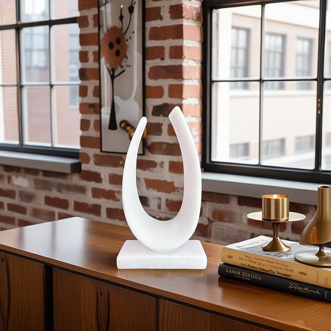 Abstract Sculpture - Modern Imitation Marble Style Arc Ornaments, Minimalist Art Home Decoration, Suitable for Living Room, Office, Bedroom Furnishings