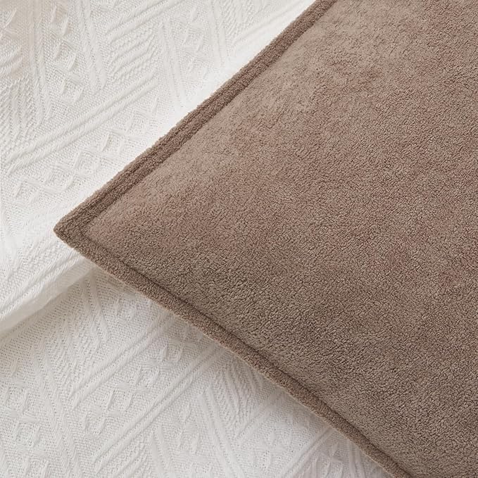 Kevin Textile 14x24 Inch Lumbar Pillow Cover 1 Pack Soft Boucle Textured Decorative Waterproof Rectangle Cushion Elegant Accent Pillow for Couch Sofa Chair Bed Home Decor Indoor Outdoor Taupe
