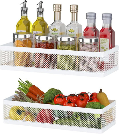 PUSDON Metal Wall Hanging Basket 2 Packs DIY Suitable for Multiple Scenes - Middle White Netting Suit