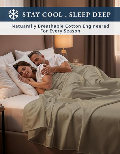100% Egyptian Cotton King Size Bed Sheets - Naturally Breathable & Durable Winter Comfort, Ultra-Soft Hotel Comfort with 15" Deep Pocket King Sheets, Silky Sateen Weave Luxury You Can Feel - Linen