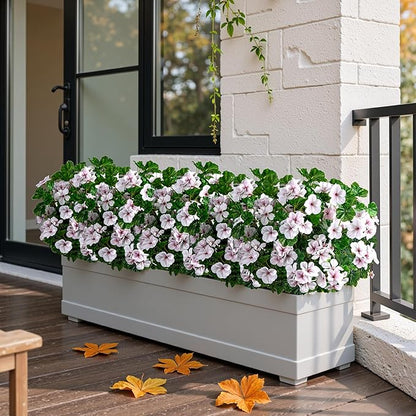 Artificial Flowers for Outdoors 17.7In Artificial Geraniums for Indoor Fake Flowers 4PCS Uv Resistant Artificial Outdoor Flowers for Indoor Home Decor Outdoor Garden Decoration(Pinkish White)