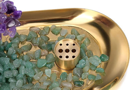 Jovivi Crystal Incense Holder for Sticks, Amethyst Healing Crystal Stone Money Tree Buddha Statue Set Incense Burner, Incense Trays for Wealth, Good Luck,Yoga Meditation Home Decor