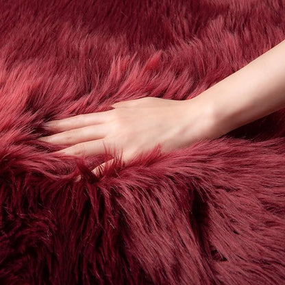 Ashler faux fur rug, Fluffy Shaggy Area Rug Ultra Soft 3 x 3 Feet Round Fur Rug, Deep Red Fuzzy Rug Machine Washable Shag Rug, Nursery Decor Throw Rugs for Bedroom, kids room, Living Room