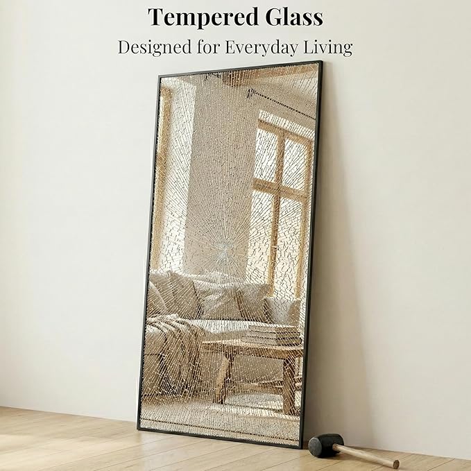 55"x30" Black Bathroom Mirror, Metal Framed Vanity Mirror for Wall, Full Length Body Mirror for Bedroom & Closet, Modern Farmhouse Decor, Flush Mount
