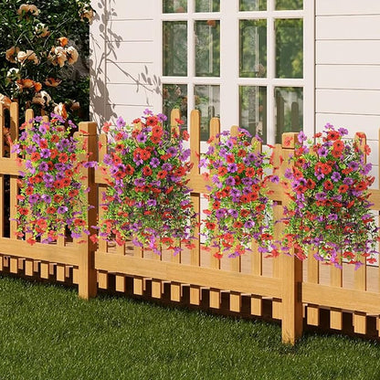 INQCMY 2Pcs Artificial Fake Hanging Flowers for Outdoors UV Resistant Artificial Plants for Spring Summer Decor Look Real Faux Flowers for Outside Home Planter Porch Patio Decor