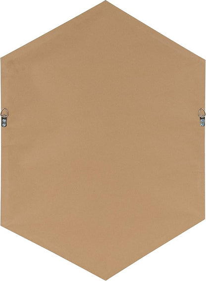 Kate and Laurel Rhodes Mid-Century Modern Hexagon Wall Mirror, Walnut Brown, 31x22-Inches