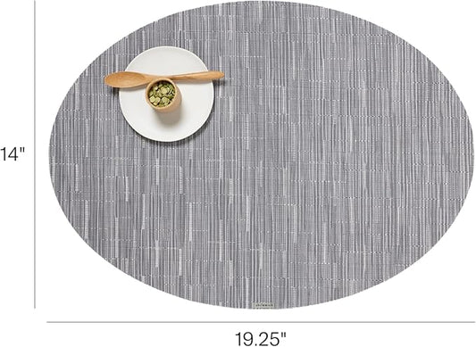 Chilewich Bamboo Placemats Set of 4 - Woven Oval Placemats - Reusable, Stain-Resistant, Indoor/Outdoor Tabletop Protection - 19" x 14" - Fog