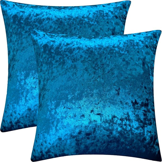 2 Pack 18x18 Pillow Cover Velvet Pillow Covers, Square Throw Pillow Covers for Living Room Decorations Throw Pillow Case, Throw Pillow Cover Cushion Cover for Home Sofa Bedroom Car, Blue