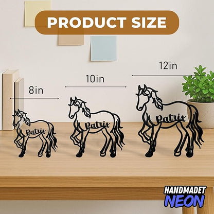Personalized Horse Minimalist Sculpture, Custom Name Farmhouse Metal Desk Decor, Decorative Aesthetic Table Sign Gifts For Horse Lovers, Kids Room, Home Office Decorations