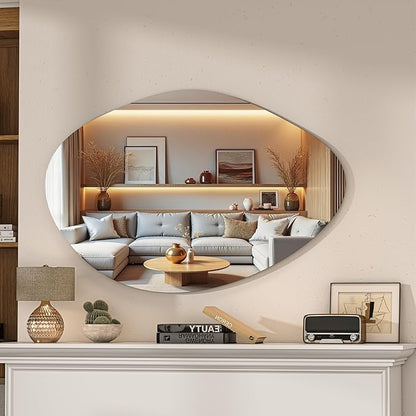 Hasipu Irregular Wall Mirror - 36"x24" Asymmetrical Frameless Mirror, Modern Decorative Mirrors for Living Room, Entryway, Hallway, Bathroom, Bedroom,Wall Mounted Home Decor