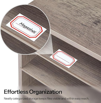 HOOBRO Literature Organizer, 24 Compartments Wooden Mail Organizer, Countertop Literature Sorter with Adjustable Shelves for Home, Office, School, Student Mailbox for Classroom, Greige BG38WF01
