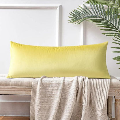 Artscope Luxury Velvet Lumbar Pillow Cover Super Soft Decorative Rectangle Throw Pillow Covers Case Cushion Covers for Sofa Couch Bedroom Car Decor 14x36 Inch Lemon Yellow