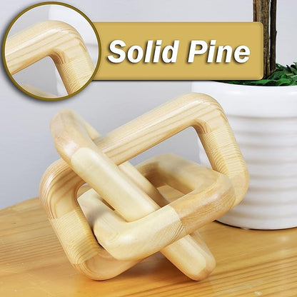 Wood Knot Home Decorations - Handmade Wood Chain Link Decor for Living Room, Farmhouse, Entry, Shelf, Coffee Table