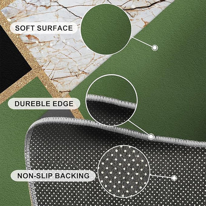 Jadeite Marble Area Rugs 3D Black Gold Marble Rug Light Luxury Geometric Line Carpet Mid-Century Simple Rug Stone Cracks Rugs for Living Room Bedroom 7x10ft