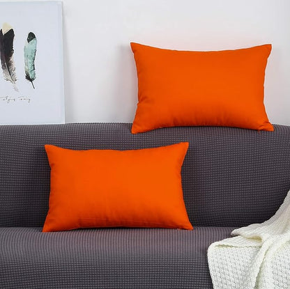 TangDepot Handmade Decorative Solid 100% Cotton Canvas Throw Pillow Covers/Pillow Shams, (12"x18", Orange)