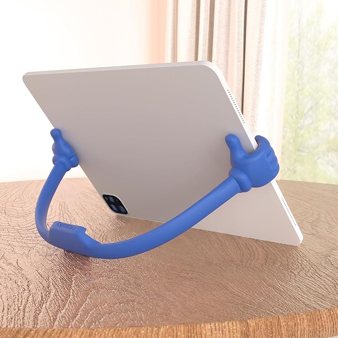 Honsky Adjustable Tablet Stand, Portable Phone Holder for Desk Bed - Multi-Angle Drawing Stand Compatible with All Tablets (Blue & Yellow)