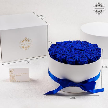 27 Forever Roses in Luxury White Box, Eternal Real Roses Birthday Gifts for Women, Preserved Flowers for Delivery Prime, Anniversary, Valentine's Day, Mothers Day for Mom (Blue)