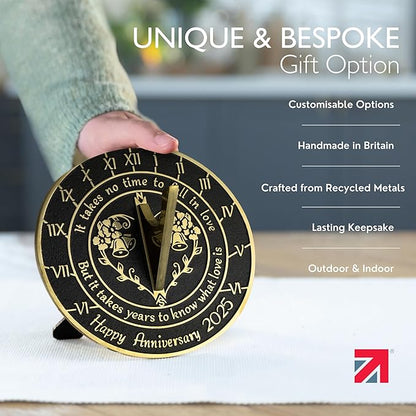 The Metal Foundry Personalized Sundial ‘What Love is’ - Heavy Duty Recycled Brass Home Decor Or Garden Present Idea Made in The UK for Parents, Grandparents, Friends, Couples