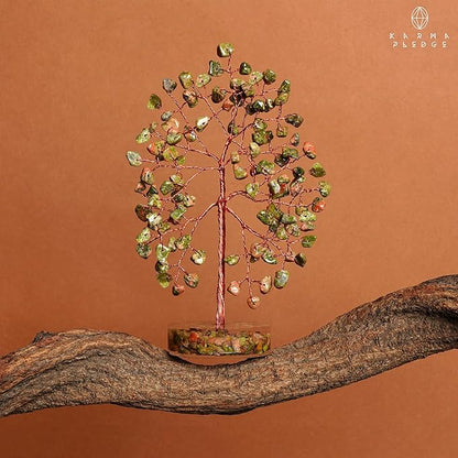 Crystal Tree for Home and Office Decor, Unakite Chakra Healing Stones Handmade Feng Shui Bonsai Tree of Life for Positive Energy, Money, Good Luck, Christmas Decor, Birthday Gifts for Women, Mom