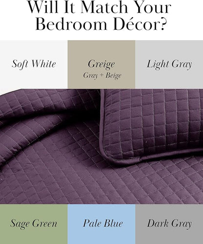 Southshore Fine Living, Inc. Oversized King Quilt Bedding Set, Soft Brushed Microfiber, Stain and Pet Hair Resistant Bedding, California/King Size Quilt Coverlet Bedspread Set w/2 Shams, Purple