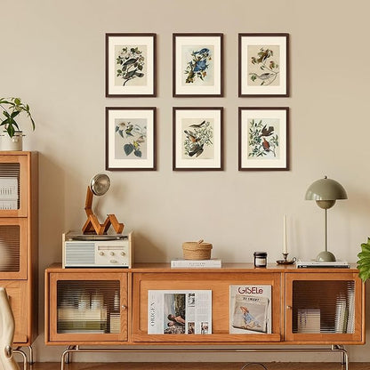 upsimples 11x14 Picture Frame Set of 5, Display Pictures 8x10 with Mat or 11x14 Without Mat, Wall Gallery Photo Frames, Brown