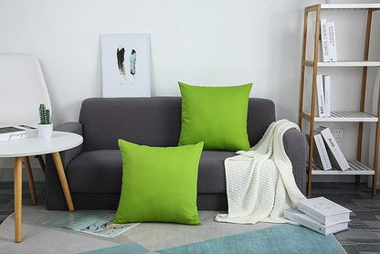 TangDepot Handmade Decorative Solid 100% Cotton Canvas Throw Pillow Covers/Pillow Shams, (26"x26", Apple Green)