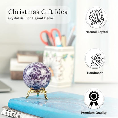 Crocon Lepidolite Gemstone Crystal Sphere Ball for Reiki Healing Aura Cleansing Home & Office Decorative Gift Size : 30-40mm