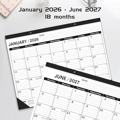 Desk Calendar 2026 Large 22 x17, Desk Calendar 2026-3 PACK-January 2026 to June 2027,2026 Calendar,Classic Black,Large Calendar 2026-2027 with Plastic Cover.