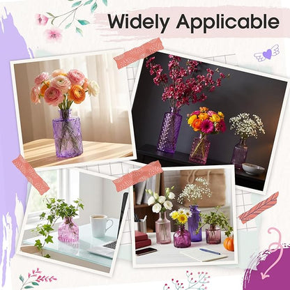 Yaomiao 60 Pcs Vases Bulk Colored Flower Glass Vases Bud Vintage Colored Glass Bottles Colorful Rustic Embossed for Home Wedding Table Decorations Gifts (Pink Series)