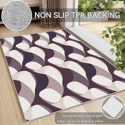 Abstract Rug 5x7 - Abstract Area Rug, 4x5 Rug, Contemporary Rug & Home Decor, Modern Carpet & Room Decor, Washable Non Slip Anti Skid Rugs