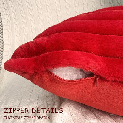 1 Pack 20x20 Pillow Cover Velvet Pillow Covers, Faux Fur Square Throw Pillow Covers for Living Room Decorations Throw Pillow Case, Throw Pillow Cover Cushion Cover for Home Sofa Bedroom Car, Red