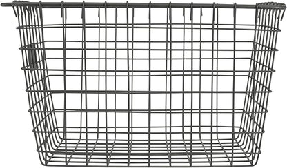Spectrum Small Wire Basket with Label Plate Industrial Gray Square Wire Storage Basket for Kitchen Bathroom Laundry Pantry Closet Toy Under Sink Organization, Small Wire Basket Organizer for Storage