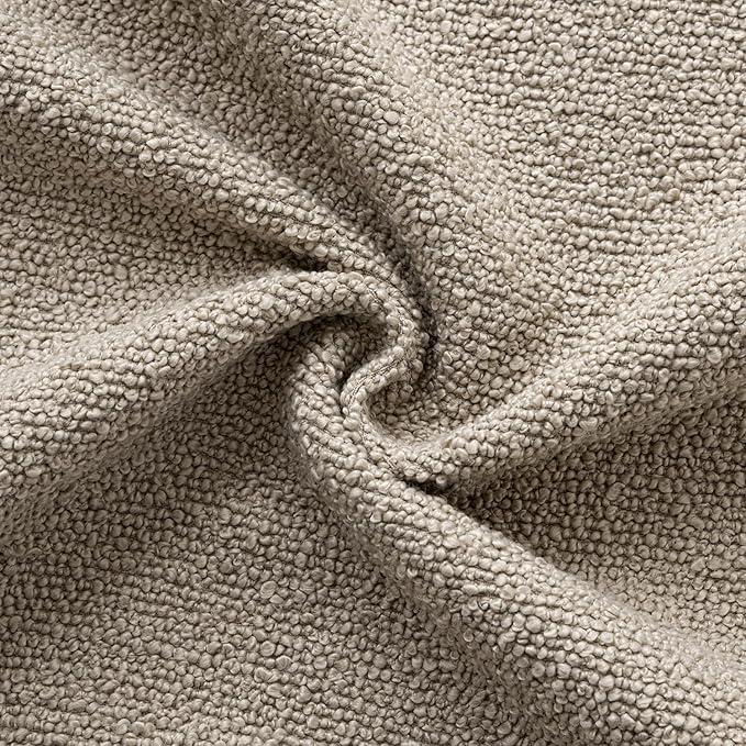 Woaboy Pack of 2 18x18 Inch Decorative Boucle Throw Pillow Covers Textured Square Pillowcaes Accent Solid Cozy Soft Cushion Covers Home Decor for Sofa Couch Living Room Home Decor,Light Taupe