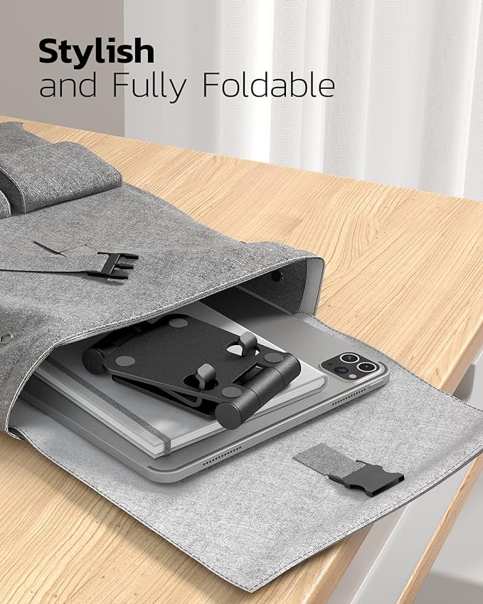 Nulaxy 2 Pack Dual Folding Cell Phone Stand, Fully Adjustable Foldable Desktop Phone Holder Cradle Dock Compatible with Phone 16 15 14 13 12 Pro Xs Xs Max Xr, All Phones, Black&Red