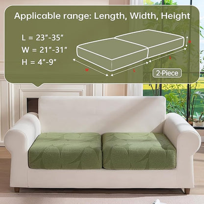 Couch Covers for Sectional Sofa, Washable Stretch Soft Sofa Cushion Covers L Shape Sofa Slipcovers Anti Slip Furniture Decor Protector for Pets (2 Seaters Covers,Green)