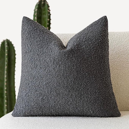 Foindtower Textured Boucle Throw Pillow Covers Accent Solid Pillow Cases Cozy Soft Decorative Couch Cushion Case for Chair Sofa Bedroom Living Room Home Decor, 20 x 20 Inch,Dark Grey