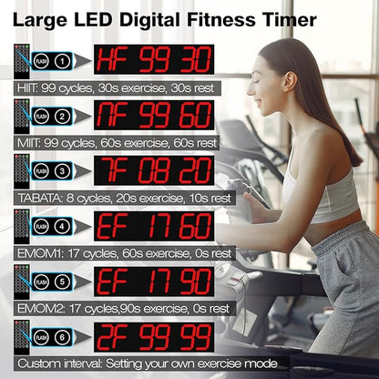 Digital Wall Clock with Large Display, 28.4‘’LED 6-Digit Large Clock with Adjustable Brightness, Multifunction Gym Clock with Countdown,Stopwatch and Workout Interval Timing (Red)
