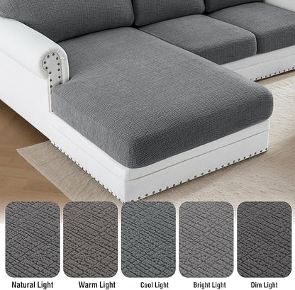 H.VERSAILTEX Super Stretch Individual Jacquard Couch Cushion Covers Furniture Protector Spandex Anti-Slip Soft Thickened Slipcovers Easy Install, (1 PC, Sofa Seat Couch Cover, Gray)