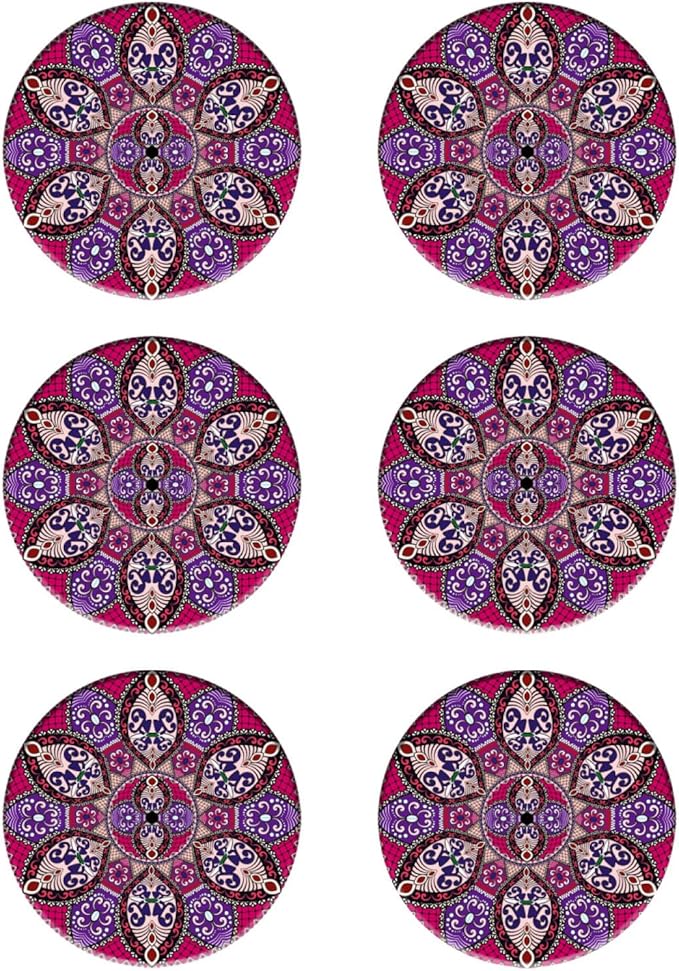 Coasters Set of 6 Mandala Pattern Ceramic Drink Coaster with Cork Base Modern Style Coasters for Mugs and Cups Office Kitchen 4 in