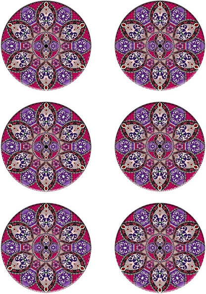 Coasters Set of 6 Mandala Pattern Ceramic Drink Coaster with Cork Base Modern Style Coasters for Mugs and Cups Office Kitchen 4 in