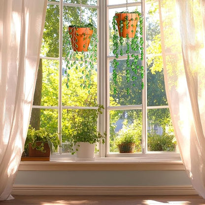 Suncalla 2pcs Beaded Plant Gifts for Plant Lovers Beaded Succulent Plants Sun Catcher Glass Leaf Beads Suncatcher for Window Hanging with Chain Bead Plants Crystal Sun Catchers Home (Classic Style)