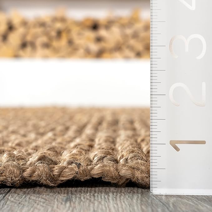 Nuloom Ashli Hand Woven, Natural, 2' 6" x 8', Farmhouse, Jute, Soft and Textured, High Traffic, Stain Resistant, Easy Clean, Durable Runner for Bedroom, Living Room, Dining Space, Den, Foyer, Entryway