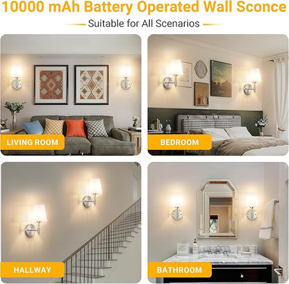 Battery Operated Wall Sconce: Renter Friendly Peel and Stick Adhesive Wall Light Easy to Install, Rechargeable Wireless Wall Lamp for Bedroom Living Room DIY Home Wall Decor