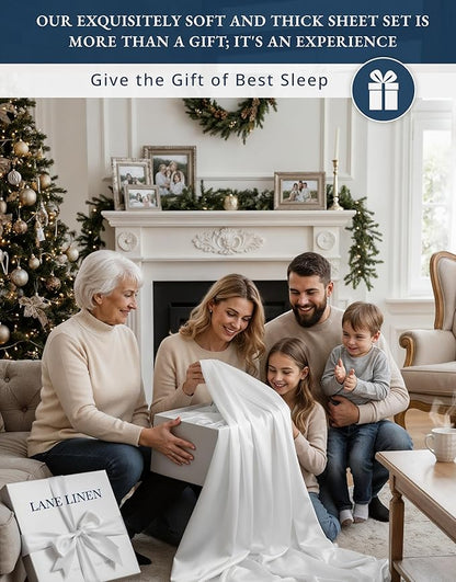 100% Egyptian Cotton Sheets King Size - Naturally Cooling & Breathable 4 Piece Silky Sateen Weave King Size Sheets Set, Ultra-Soft & Durable Hotel Luxury Sheets with 15" Snug Fit Deep Pockets - White
